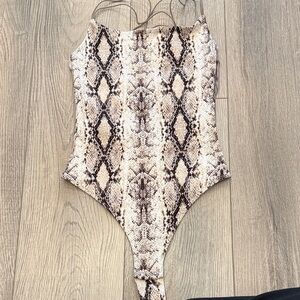 Garage Snakeskin Print Bodysuit